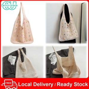 [Local Delivery] Women Summer Beach Tote Bag Crochet Shoulder Bag Spacious and Trendy for Casual Wear