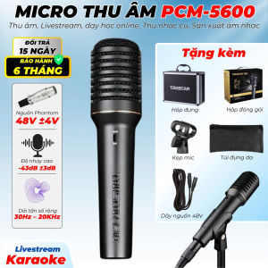 [ BH 6 Tháng] Micro Thu Âm Chuyên Nghiệp Takstar PCM 5600 48V  Condenser Cardioid Dải Tần Rộng Dành Cho Studio Chuẩn Phòng Thu Tặng Kèm Dây Micro Full Box