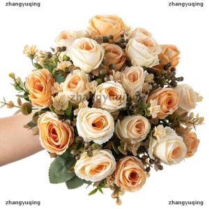 [COD] zhangyuqing Artificial Flower Rose Wedding Bridal Bouquet Home Room Vase Festival Outdoor Garden Bonsai Arch Diy Gift Box Decoration