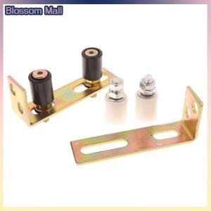 [Blossom] 1set Guide Wheel Patio Door Track Guide Rollers Sliding Door Guide Rollers With L-Pillar Bracket Adjustable Double Nylon Rollers