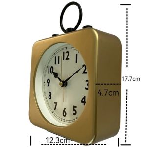 Sacesr Simple Modern Table Clocks Golden Alarm Machine Square Silent Plastic Clocks Portable Living Room Bedroom Household Desk Clock Q8H3K