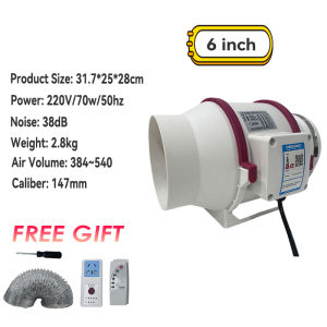 【Điều khiển từ xa】Quạt Thông Gió Hút Mùi Đường Ống Đa Năng Không Gây Ồn Hiệu Suất Cao Chuyên Dùng Cho Nhà Bếp Công