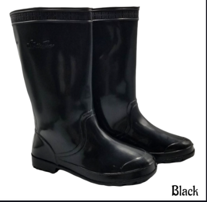 Spartan Men's Mid-Cut Water Proof Knee-High Non Slip Black Rain Boots
