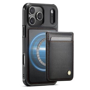 Leather Case For iPhone 18 Pro Max 17 16 15 14 Detachable Card Slot Holder Stand Function Protection Cover Magnetic Shockproof Shell Black