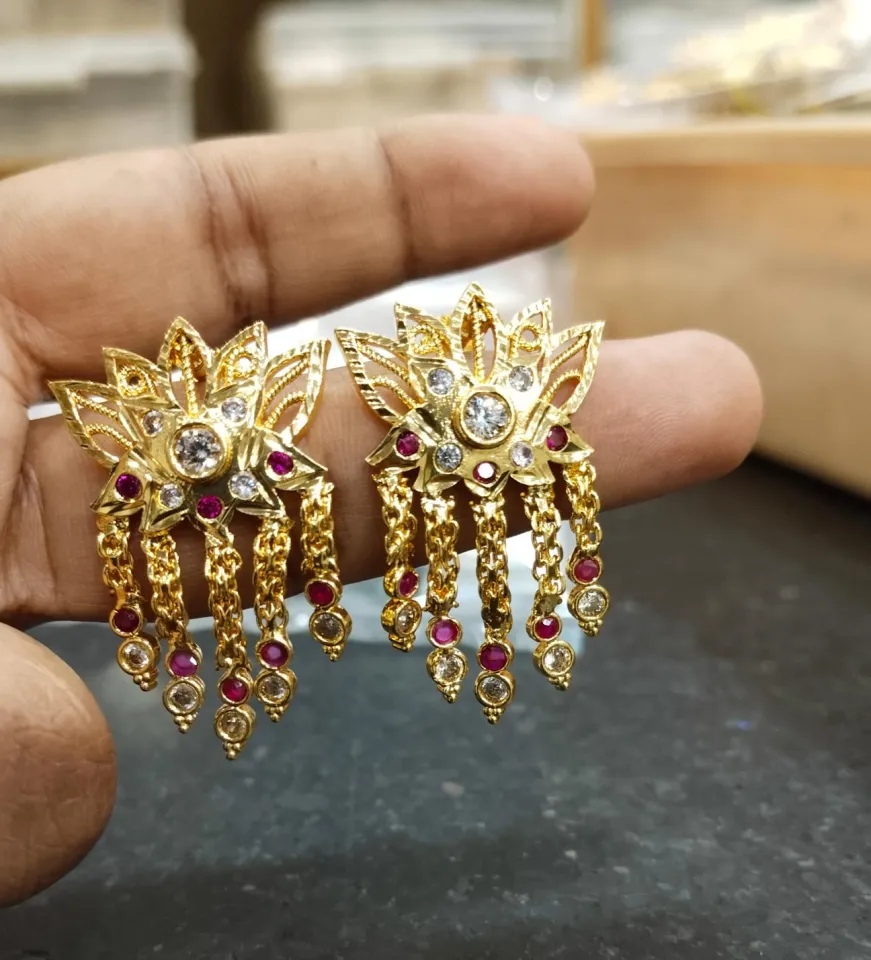 Simple Earrings Designs For Daily Use Indian One Gram Gold Plated