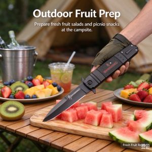 Portable Folding Outdoor Picnic Utility Gadget High Hardness Stainless Steel Multi‑purpose Hand Tool with Non‑slip Textured Handle Pocket‑size Gear for Camping Food Preparation Rope & Package Cutting