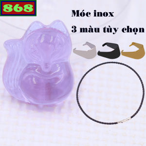Mặt dây chuyền hồ ly 3 cm x 4 cm ( size L ) pha lê tím kèm vòng cổ dây da đen - mặt dây chuyền phong thủy hồ ly pha lê tím