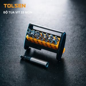 Bộ nối vít Tolsen 20365 với 15 chi tiết chất liệu thép Crv cứng từ tính mạnh
