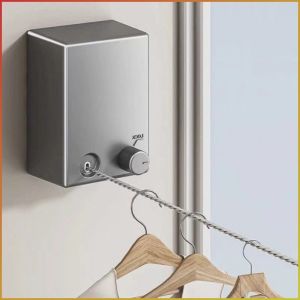 ราวตากผ้า ป้องกันการหย่อนคล้อย ในร่ม ไม่มีการเจาะ การจัดเก็บ น้ำหนัก 50 ปอนด์ ที่ซ่อนอยู่ ห้องน้ำ