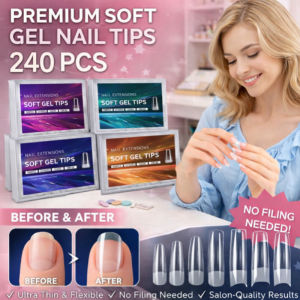 Clear Ultra Thin Nail Tips Semi Matte False Nails Seamless Extend No File Required 240 Pieces Nail Art Supplies