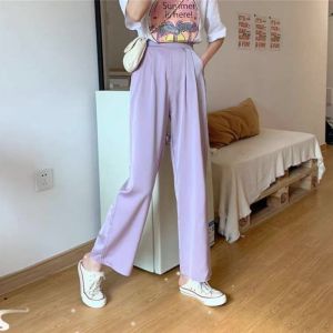Womens Wide Leg Pants Slim Fit Loose New Versatile Casual Pants