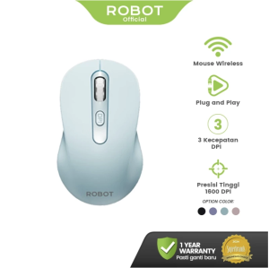 Robot  Mouse Wireless  M220 2.4GHz Optical 1600DPI dengan Receiver USB untuk PC Laptop Original Dpi