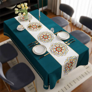 1 PC PVC Waterproof Antifouling Tablecloth Rectangular Anti Oil Anti Slip Easy To Clean Luxurious Style Tablecloth