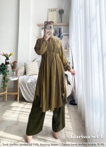 Zahira1808 Cassia  Clarissa Set 4 Bahan Cotton Bordir Mix Air Flow Krinkle Tunik Kulot Dress Atasan Wanita Long Dress Busui Terbaru Terlaris Sale Cuci Gudang