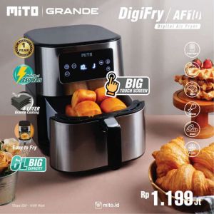 AIR FRYER PENGGORENGAN TANPA MINYAK AF10 AF 10 GRANDE MITO MITOCHIBA TOUCH SCREEN ORIGINAL GARANSI RESMI