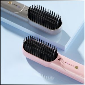 หวีไฟฟ้า สะดวก ผมหยิก เครื่องทําความร้อนไฟฟ้า การดูแลเส้นผมโดยไม่ทําลายเส้นผม อายุการใช้งานแบตเตอรี่ยาวนาน