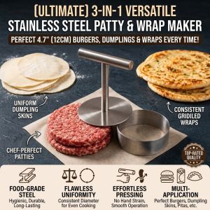 Stainless Steel Round Cookie Press Heavy Duty Dough Presser Non-Stick Baking Tool Uniform Pastry Shapes Easy to Clean Kitchen Tool for Home Bakers