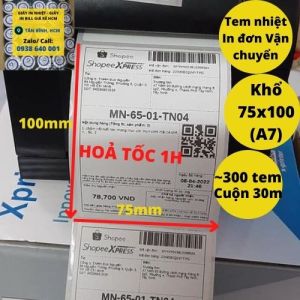 Cuộn 300 Tờ A7 Giấy In Đơn Hàng - In Tem mã vạch vận chuyển TMĐT 75x100 x30m TÂN BÌNH