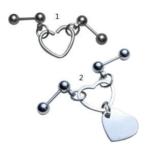 Heart Pendant Double Pierced Stud Earrings Retro Stainless Steel Earrings Punk Ear Nails Gift for Women Girls