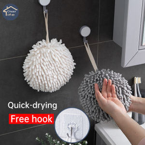 Cheer Life Quick-drying Double-sided Soft Wool Chenille Hand Towels Kitchen Bathroom Thickened Hand Towel Ball with Hanging Loops Quick Dry Soft Absorbent Microfiber Towels