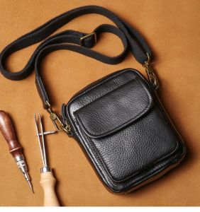 Tas Slempang Kulit Pria Tas Bahu Kecil Tas Kurir/ tas kulit sapi 100% GARUT
