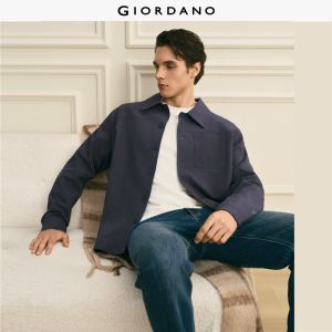 Giordano Men G+ embroidery turndown collar jacket Free Shipping 01076697