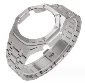 Ready✅ Watches Strap Stainless Steel G GA2100 Shock Modified GA2110 Watch Band Watch Case Bezel Tali Jam Tangan Silver