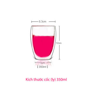 01 Cốc ly thủy tinh 2 lớp giữ nhiệt dùng uống trà và cafe loại 350-450ml tùy chọn (không nắp)