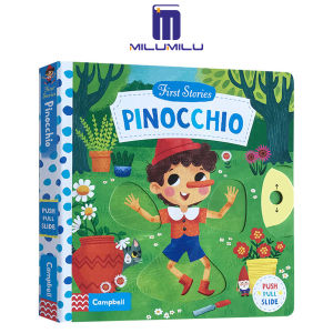 The Adventures of Pinocchio Pinocchio Cardboard machine book Childrens enlightenment picture book set with Forest Prince Snow White Cinderella blonde girl and three bears Original English books