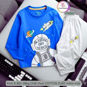 T142 Bộ quần áo dài tay bé trai thun cotton xuất dư 13 đến 40kg