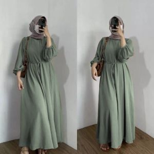 Danira Dress Cringkle Airflow / Gamis Polos Dinara Busui Resleting Depan Busana Muslim