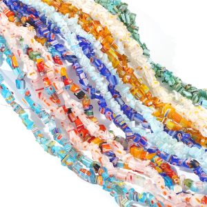 New 200pcs 4-9mm Multicolour Irregular Chip Flower Glazed Stone Beads for DIY Necklace Bracelet DIY Fine Jewelry Making