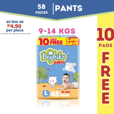 Beybiko Diapers Pants L (9-14 KG) - 48+10 PCS FREE