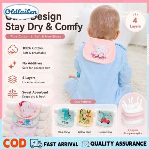 Oldlaiben 5PC Kids 4 layers Cotton Sweat Towel Breathable Insulation Towel Cartoon Printed Baby Back Pad Towel