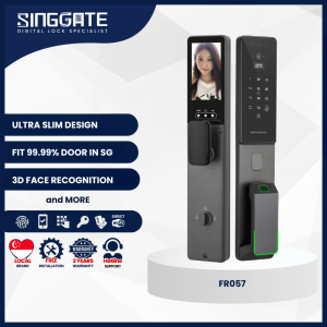 Include Installation -SINGGATE- <FR057> Ultra Slim 3D Face Recognition Digital Door Lock + FM021 Biometrics Digital Gate Lock (2 Years Warranty)