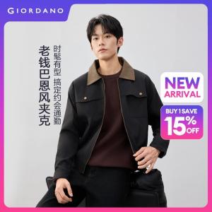 Giordano Men Contrast corduroy collar multi-pocket jacket Free Shipping 18076005