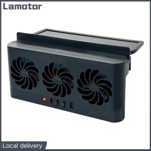 COD [Free Shipping] Solar Car Exhaust Fan with 3 Air Outlets Car Radiator Cooling Fan Eliminate Peculiar Smell Auto Vent Fan for All Cars