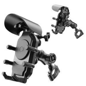 Cellphone Holder For Motorcycle Shock Absorption 360 Rotation Holder Clamp Sunshade and rainproof