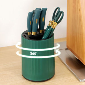 Kitchen Rotating Knife Holder 360 Degree Rotating Chopsticks Cutlery Holder Removable Large Capacity Knife Holder