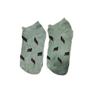 Trendy Store - P185 Kaos Kaki Motif Daun Wanita Gaya Korea / Green Leaf Ankle Sock / Kaus Kaki