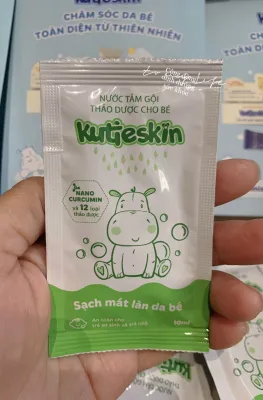 Nước tắm gội thảo dược cho bé Kutieskin tự nhiên lành tính ngăn ngừa và làm dịu mẩn ngứa gói 10ml