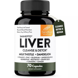 【Sandhus】Liver Cleanse & Detox Supports 11 Ingredient Blend Milk Thistle Dandelion Turmeric Ginger Extract Vitamin