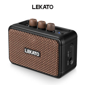 LEKATO AG-04 Mini Electric Guitar Amplifier 5W Dual Speakers with Clean Overdrive Effects Rechargeable Guitar Amplifier