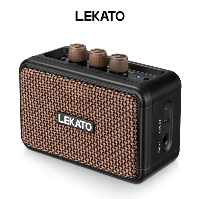 LEKATO AG-04 Mini Electric Guitar Amplifier 5W Dual Speakers with Clean Overdrive Effects Rechargeable Portable Guitar Amp