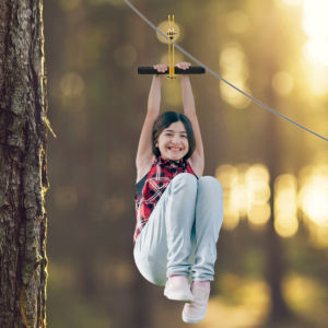 80/100/120ft 6mm Diameter Heavy Duty Compound Galvanized Steels Cable Zip Line Kit with Stainless Steel Spring Brake and Seat ZipLines for Backyard Zipline for Kids