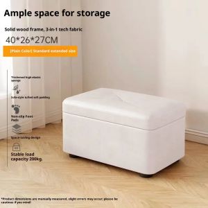 Creative Foldable Storage Ottoman Stool for Shoe Changing Stool Comfortable Leather Ottoman Stool with Storage Compartment