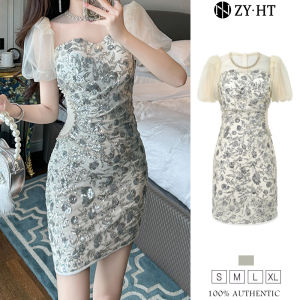 ZYHT EraVogue Womens Dresses Silver Dresses Puff Sleeve Dresses Sequin Dresses Work Dresses Hi-So Dresses Vintage Dresses Wedding Dresses Party Dresses Evening Dresses 50819