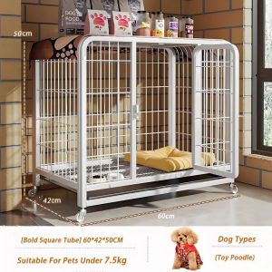 Dog Cage Heavy Duty Stainless Steel Pet Crate with Poop Tray for Large Dogs