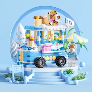 Girls Toys Street Market Model DIY Building Blocks Brick Kits Kids Children Educational Toys for Kids