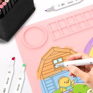 MMLUCK Non-Stick Silicone Painting Mat Silicone Crafts Graffiti Painting Mat Clay Painting Pad Creative Art Silicone Craft Mat DIY Painting